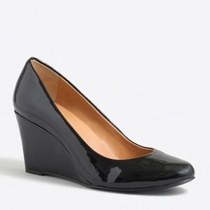 J. Crew Sylvia Patent Leather Wedges Black